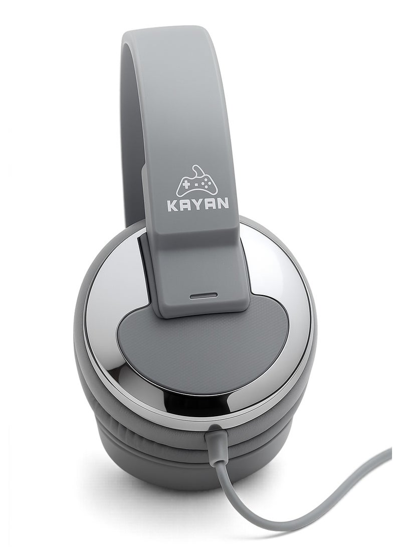 كايان سماعات كايان KN-829 ستيريو هاي فاي مع جاك 3.5 مم - سماعة خفيفة الوزن فوق الأذن مع صوت جهير إضافي، ملاءمة مريحة، وصوت عالي الدقة - رمادي - Image 1