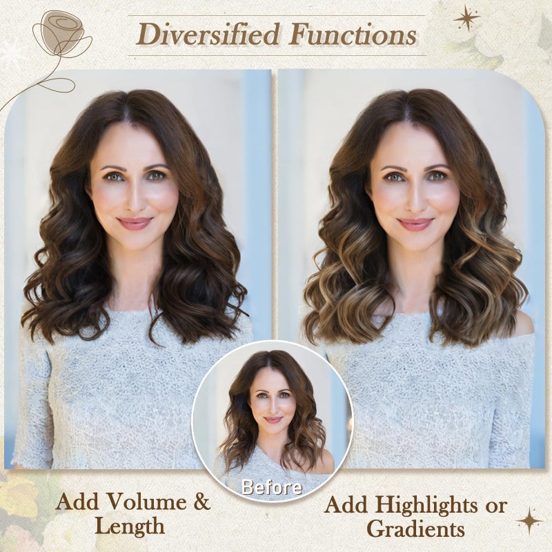 BARSDAR Short Wavy Clip in Hair Extensions - 12 Inch Highlight Hair Extensions Clip in for Women - 6PCs Thick Soft Synthetic Clip-ins Hairpieces Daily - Brown with Honey Blonde - Image 4