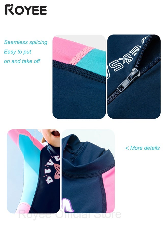 Royee New Summer Children's long sleeved Swimming wear one-piece swimsuit, Outdoor Quick Drying Sun Protection UPF50+ Swimsuit, Small and Medium-sized Children's Jellyfish Suit, Suitable for  Girls Aged 3-12 - Image 4