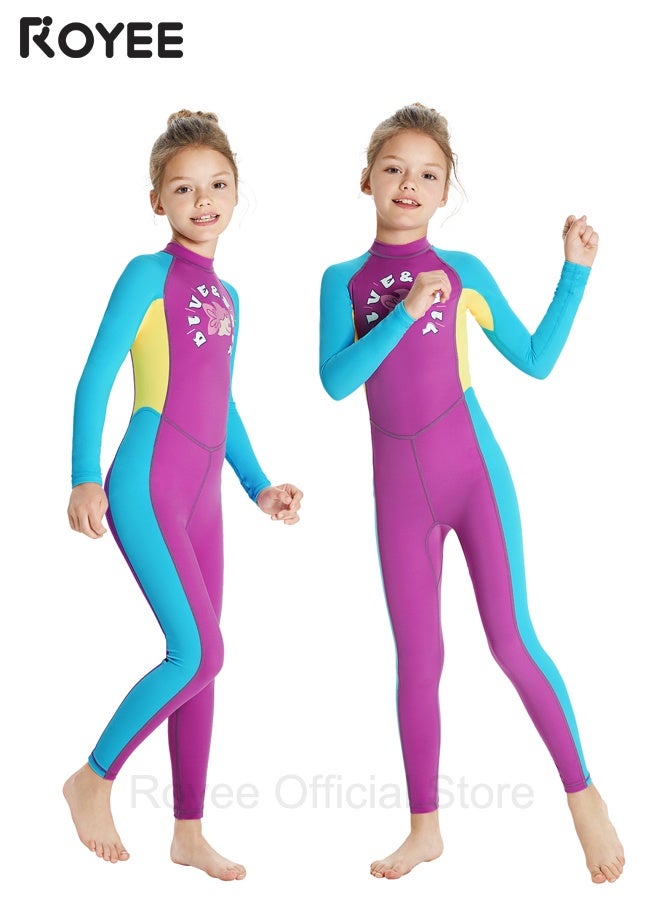 Royee New Summer Children's long sleeved Swimming wear one-piece swimsuit, Outdoor Quick Drying Sun Protection UPF50+ Swimsuit, Small and Medium-sized Children's Jellyfish Suit, Suitable for  Girls Aged 3-12 - Image 3
