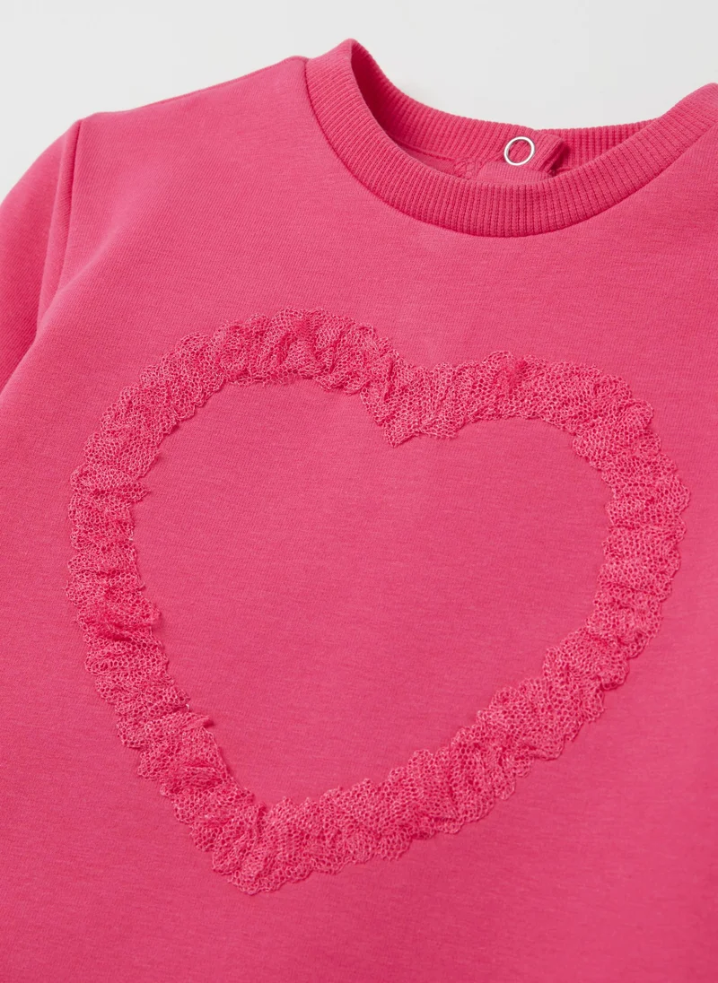 او في اس French terry sweatshirt with tulle heart