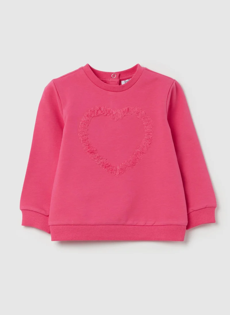 Ovs French terry sweatshirt with tulle heart