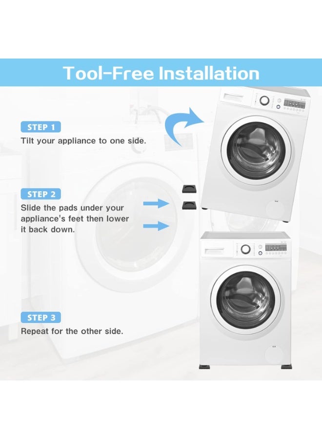 موثوقية التنبؤ وسادات مطاطية سيليكونية مضادة للاهتزاز - سعة تحميل 200 كجم، قاعدة مقاومة للانزلاق وامتصاص الصدمات للغسالة والمجفف والثلاجة، سهلة التنظيف والتركيب بدون أدوات (4 قطع) - Image 4
