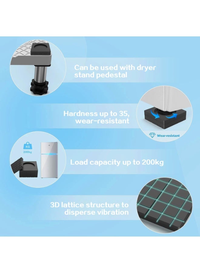 موثوقية التنبؤ وسادات مطاطية سيليكونية مضادة للاهتزاز - سعة تحميل 200 كجم، قاعدة مقاومة للانزلاق وامتصاص الصدمات للغسالة والمجفف والثلاجة، سهلة التنظيف والتركيب بدون أدوات (4 قطع) - Image 3