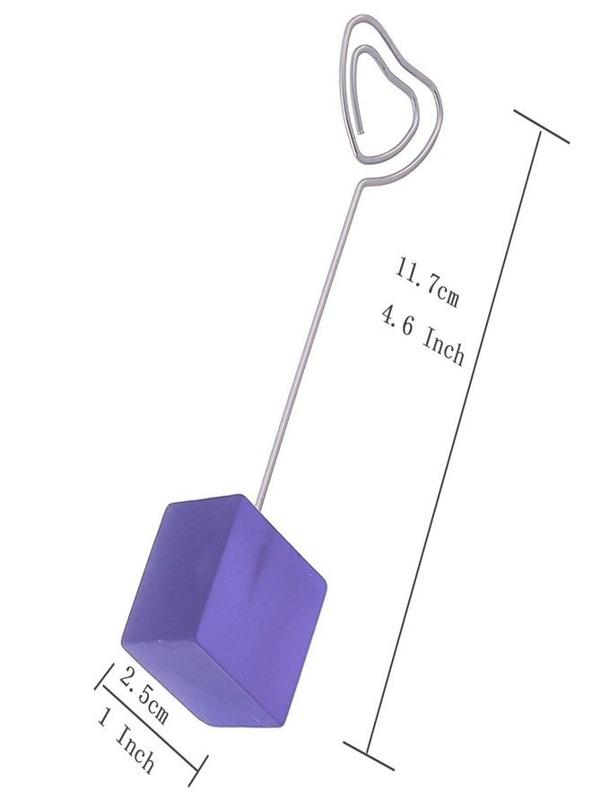 Xiaoyztan Purple Resin Cube Base Heart Shape Card Stand Holder Memo Clip Stand Holder Pack of 5 - Image 2