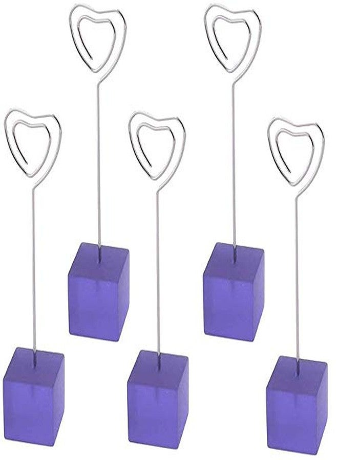 Xiaoyztan Purple Resin Cube Base Heart Shape Card Stand Holder Memo Clip Stand Holder Pack of 5 - Image 1