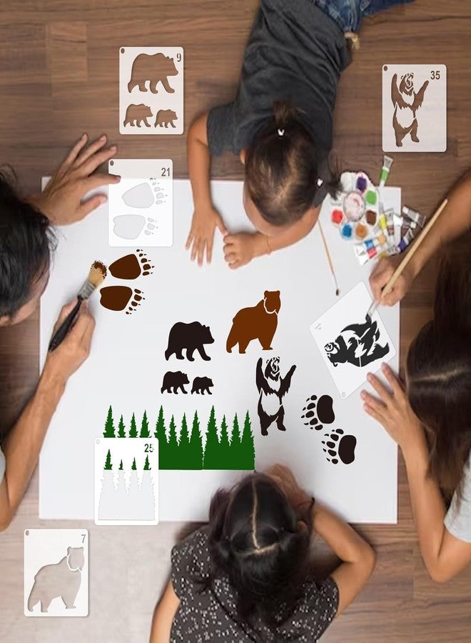 Devasya Crafts 35 Pack Bear Stencils for Painting on Wood, Pine Tree Stencils Bear Claw Wildlife Animal Stencil Template for DIY Craft Wall Fabric Rock Chalkboard Sign School Art Scrapbook Projects (Bear) - Image 3