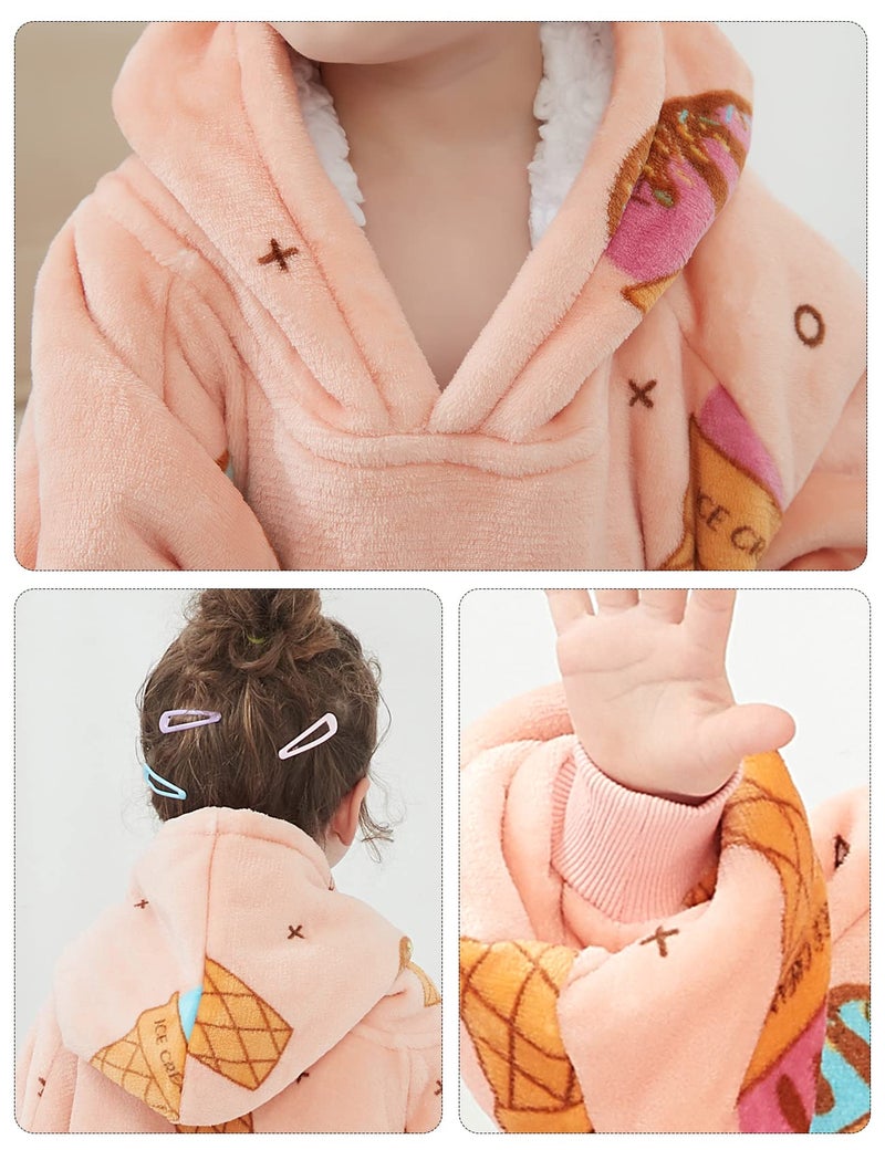 KFUBUO Wearable Blanket Hoodie for Kids Sherpa Patterns Oversized Sweatshirt Blanket With Pocket 6-10 Year Old Girl Birthday Gifts Ice Cream - Image 5