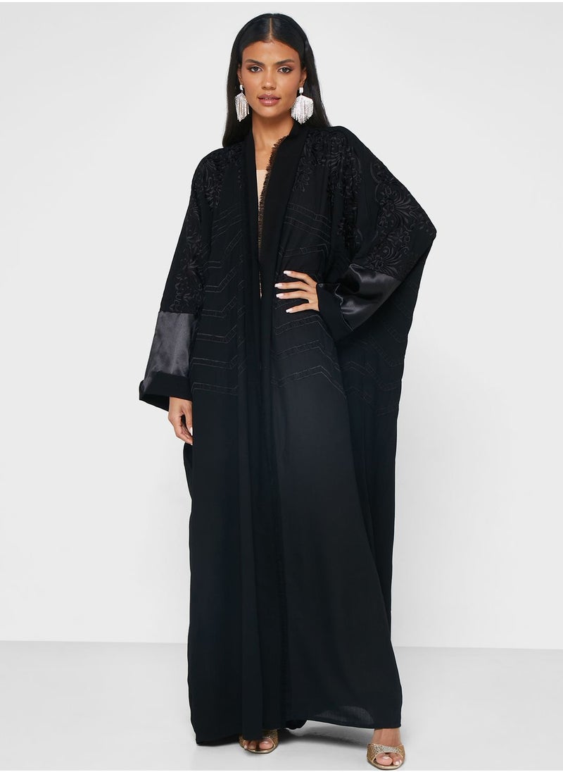 hayas closet - Embroidered Open Abaya - Image 1