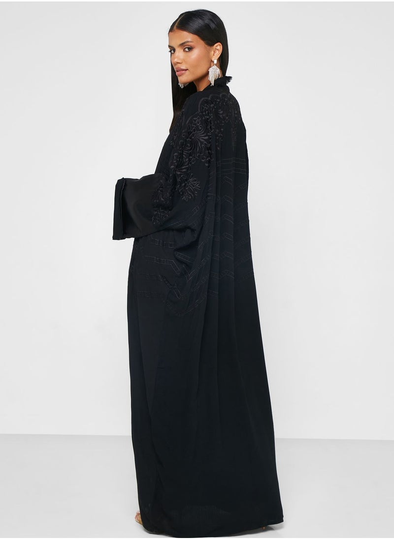 hayas closet - Embroidered Open Abaya - Image 1