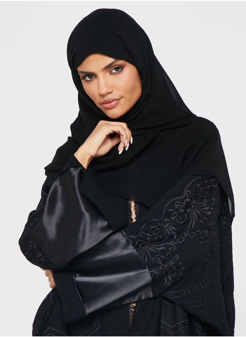 hayas closet - Embroidered Open Abaya - Image 1