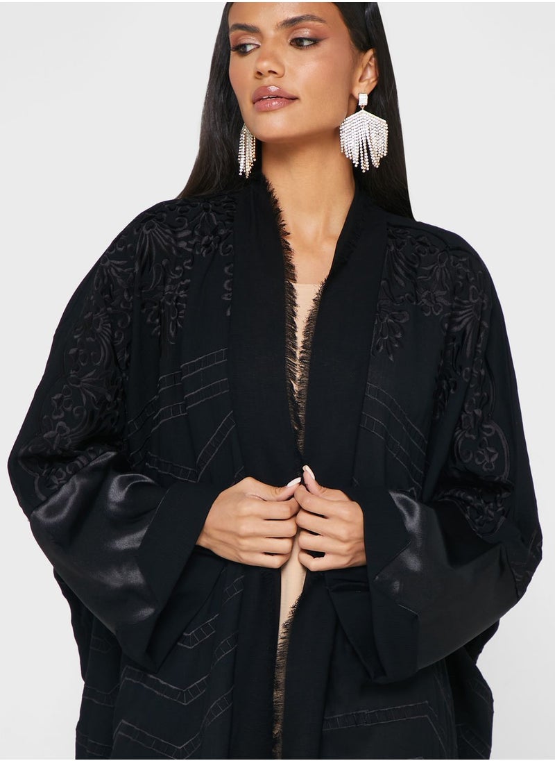 hayas closet - Embroidered Open Abaya - Image 1