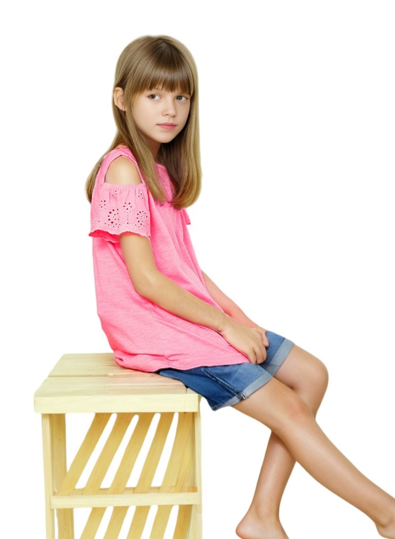 WiNi BEE Oversized T Shirt for Teen Girls Clothes 11 12 Years Teenager Children Summer Age 9 Cotton Lace Top Kids Short Sleeves Tee 8-12Y  - Image 3