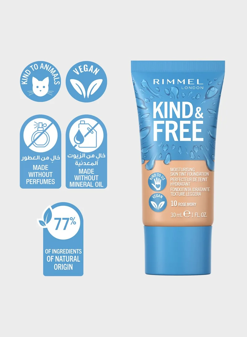 RIMMEL LONDON Kind & Free Skin Tint Foundation - 10 - Rose Ivory, 30ml