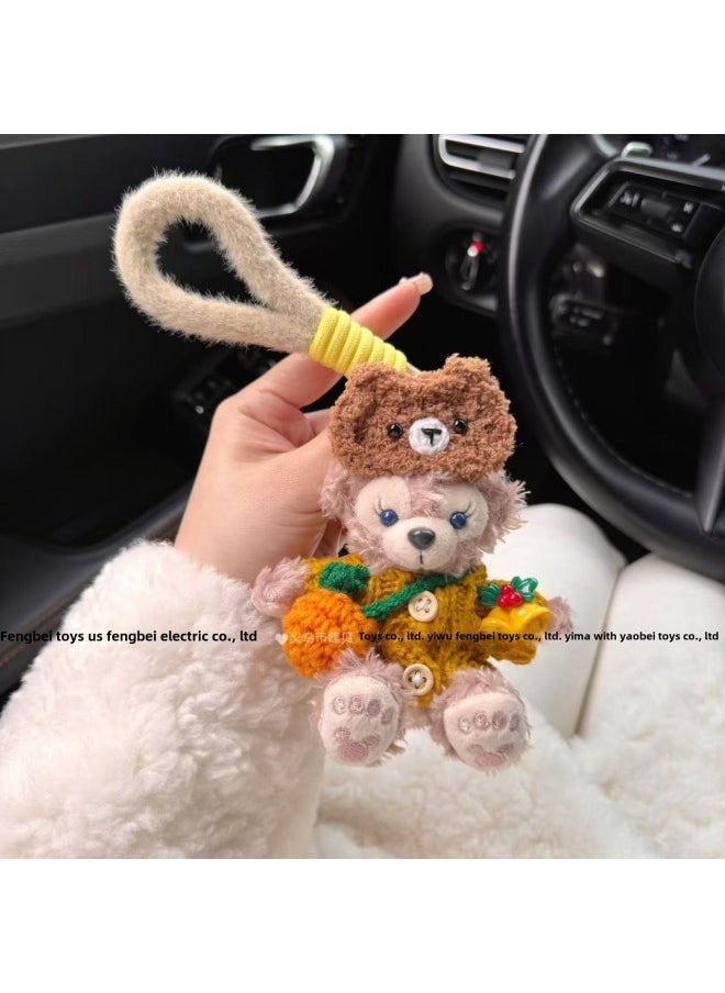 Generic - Princess Bee Dress Shirley Mei Duffy Dressing Doll Pendant Cute Plush Cake Decoration Couple Doll-Color:Blue Button Vest With Small Flower Style (men's Bear)-Height:Hand Knitted Rope (pictured) - Image 1
