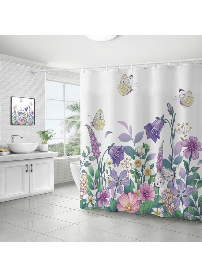 Bluejw Polyester Shower Curtain  Explosions Flowers And Plants Watercolor Bathroom Four-piece Dry And Wet Separation Isolation Waterproof Bath  - Image 1