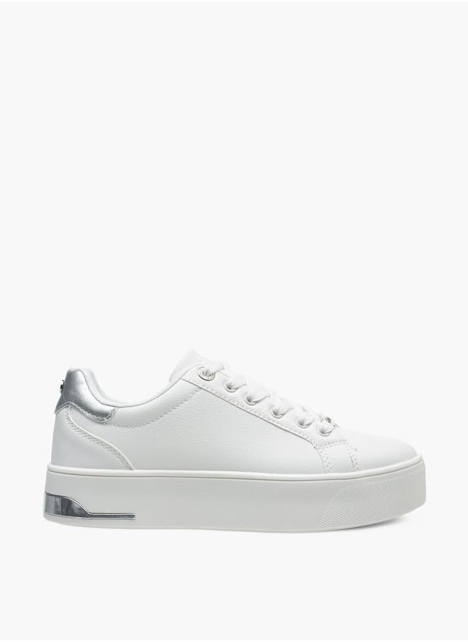 Celeste - Womens Solid Chunky Sneakers With Lace-Up Closure - Image 1