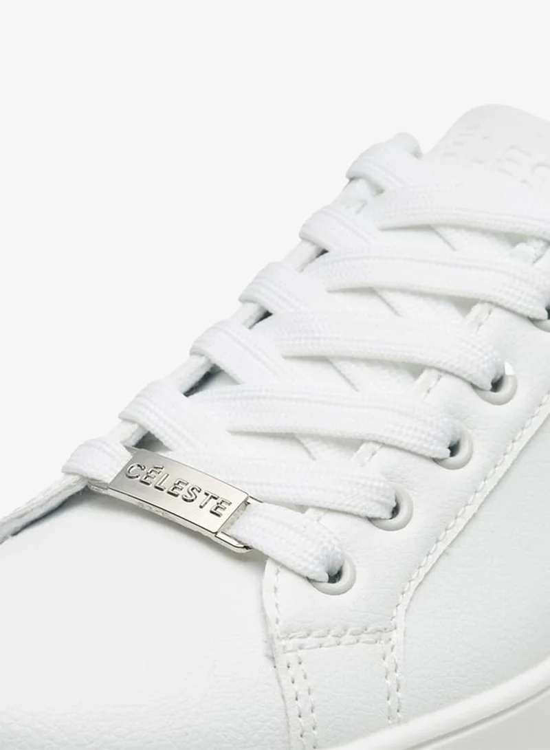 Celeste Womens Solid Chunky Sneakers With Lace-Up Closure