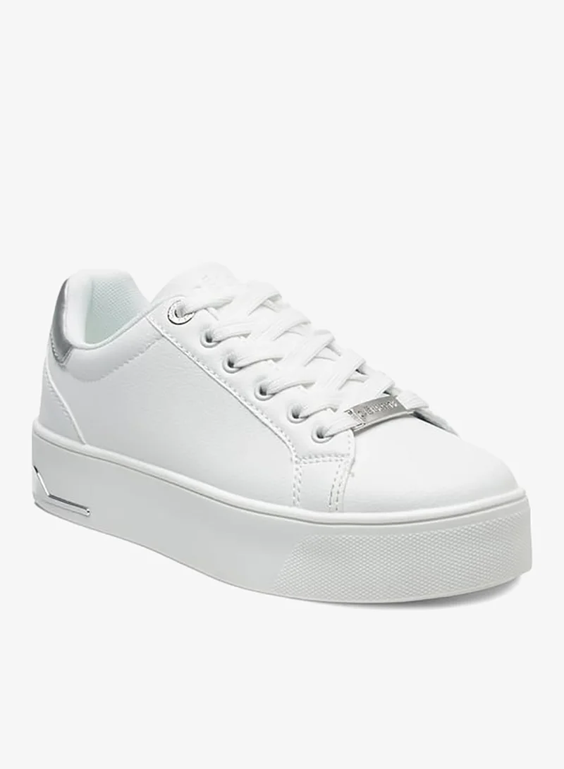 Celeste Womens Solid Chunky Sneakers With Lace-Up Closure