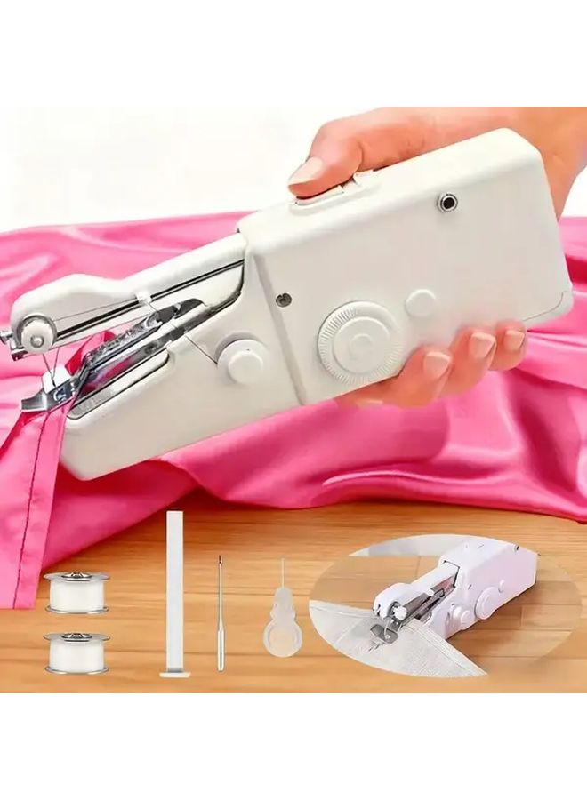 White Battery Powered Portable Handheld Sewing Machine For Fabrics And Clothing - Image 4
