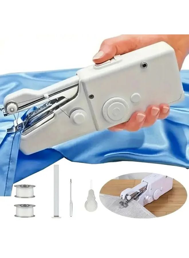 White Battery Powered Portable Handheld Sewing Machine For Fabrics And Clothing - Image 3