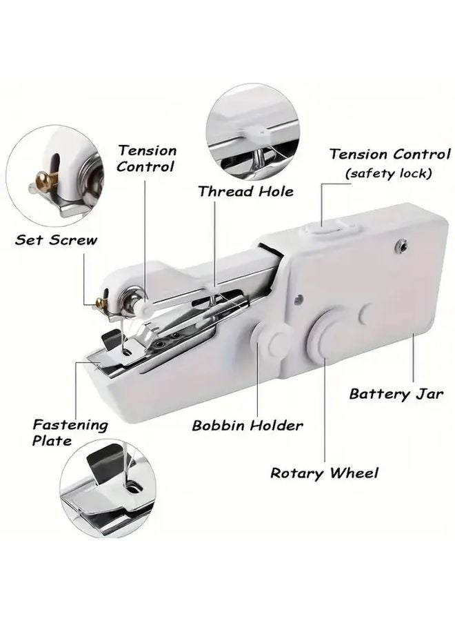 White Battery Powered Portable Handheld Sewing Machine For Fabrics And Clothing - Image 2