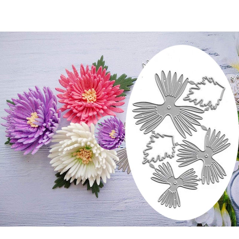 DDeehs Chrysanthemum Flower Metal Die Cuts Rose Daisy Flower Leaves Cutting Dies Stencils for DIY Scrapbooking Album Decorative Embossing Paper Dies for Card Making