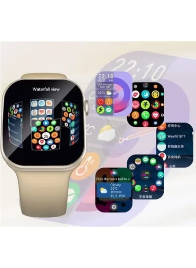 W&O HK23 Pro Plus Series 10 Wearfit Pro Smart Watch 2.2 Inch SUPER AMOLED Screen Unlock AI Chat GPT GPS NFC Bluetooth V5 Call Wireless Charger - Gold - Image 3