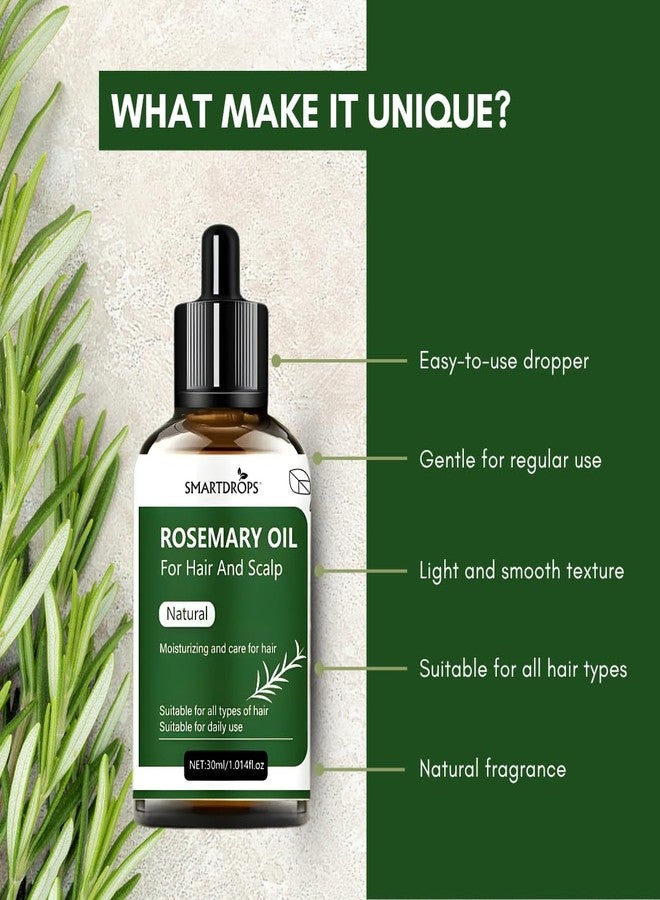 Smartdrops Rosemary Oil for Hair | Rosemary Oil for Hair Growth | rosemary Essential oil for hair Fall | Hair Strengthening Treatment for Healthy Nourished Hair- (30 ml) - Image 3