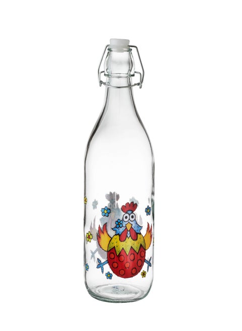 Glass bottle with lid for oil and vinegar, multi-purpose, with various designs and engravings