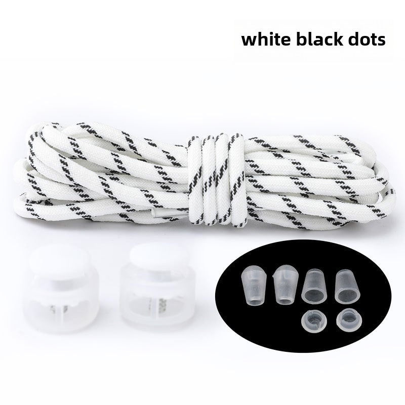 Loquat Kids Elastic No-Tie Shoelaces Buckle White black dot elastic shoelaces a pair + spring buckle 2 + hanging clock 4