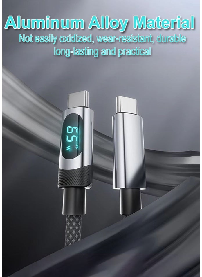 آیمی أفضل كابل شحن سريع PD واط ۶۵ من النوع C إلى C (1 متر) | شاشة رقمية | نسيج نايلون متين | درجة حرارة منخفضة | نقل سريع للبيانات | مثالي للأجهزة اللوحية وأجهزة الألعاب والأجهزة من النوع C - Image 3