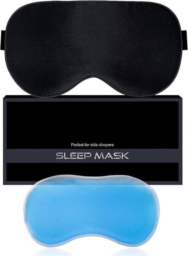 VALKYRIE Cooling Eye Mask for Puffy Eyes, Reusable Gel Eye Mask, Silk Ice Eye Mask to Soothe Swollen Eyes and Dark Circles, Relieve Headaches and Sinus Pain with Cold Eye Mask and Eye Gel Mask Therapy (Black) - Image 1