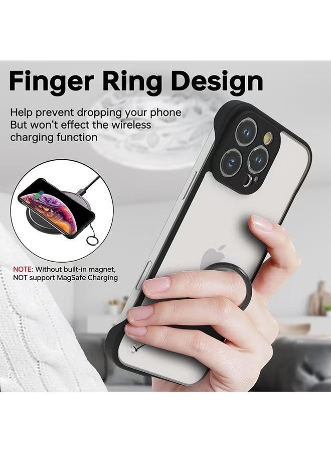 Frameless Phone Case Cover for iPhone 16 Pro, Ultra Thin Matte Hard PC Shock Absorption TPU Bumper Full Camera Coverage Back Cover for 16 Pro, 6.3'' - Black - Image 5