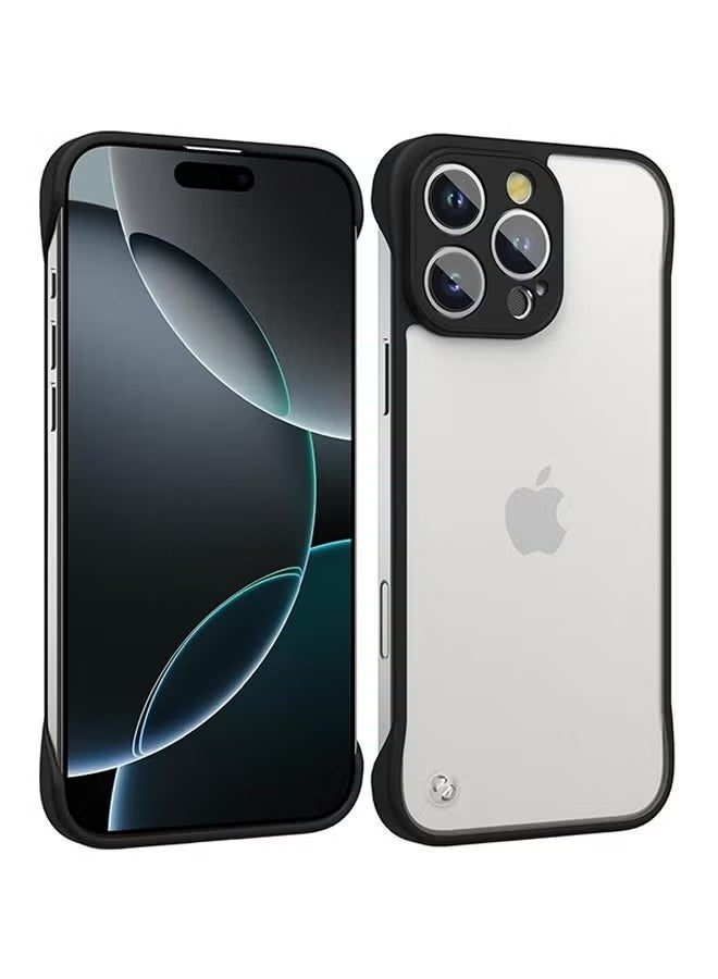 Frameless Phone Case Cover for iPhone 16 Pro, Ultra Thin Matte Hard PC Shock Absorption TPU Bumper Full Camera Coverage Back Cover for 16 Pro, 6.3'' - Black - Image 1
