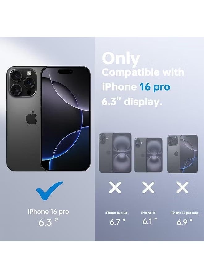 Frameless Phone Case Cover for iPhone 16 Pro, Ultra Thin Matte Hard PC Shock Absorption TPU Bumper Full Camera Coverage Back Cover for 16 Pro, 6.3'' - Black - Image 2