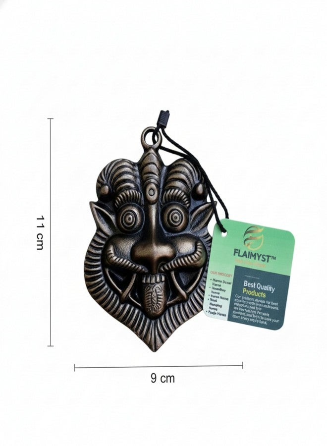 FLAIMYST Kirtimukha for Home Door in Aluminium Metal, Kirtimukha Wall Hanging for Home Decor, Nazar Battu for Home Entrance (Pyrite Black Finish) - Image 2