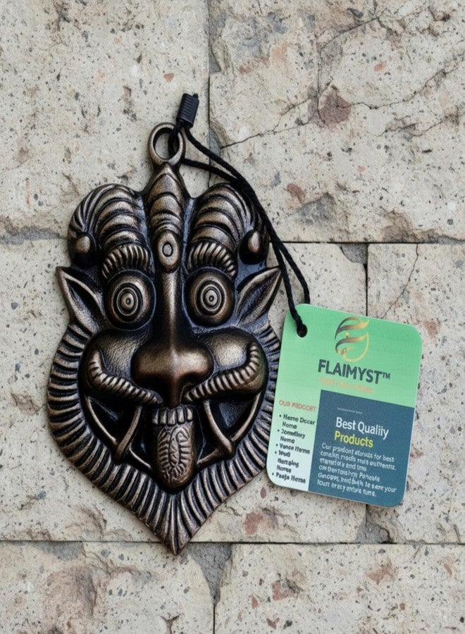 FLAIMYST Kirtimukha for Home Door in Aluminium Metal, Kirtimukha Wall Hanging for Home Decor, Nazar Battu for Home Entrance (Pyrite Black Finish) - Image 3