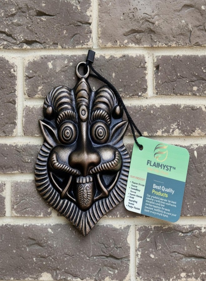 FLAIMYST Kirtimukha for Home Door in Aluminium Metal, Kirtimukha Wall Hanging for Home Decor, Nazar Battu for Home Entrance (Pyrite Black Finish) - Image 5
