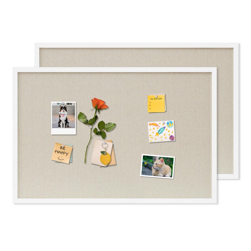 DAHAPYBOO Cork Board with Linen White 2Pack,Bulletin Board 30"x20" Hanging Corkboards for Office Home School Message Board or Vision Board Decoration. - Image 1