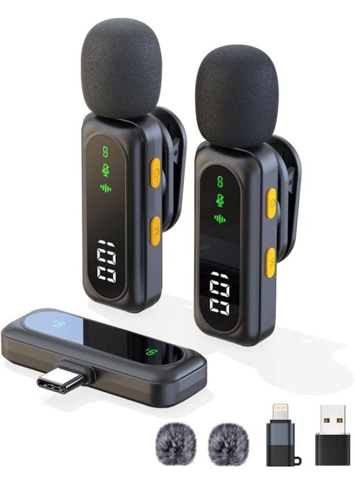 Wireless Lavalier Microphone for iPhone - iPad Android Phone Computer Microphone wireless Mini Lapel Mic with Noise Reduction and Crystal Sound for Video Recording Vlogging TikTok Singing