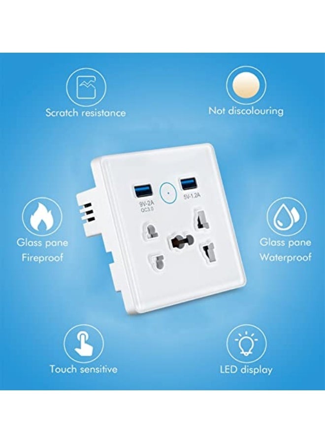 Tichondrius Universal Smart Wall Outlet, WiFi Smart Touch Wall Socket,Wall Outlet with 2 USB Interface,Tuya APP Remote Control,Compatible  Google Home,No Hub Required,2.4G WiFi,13A (White) - Image 2