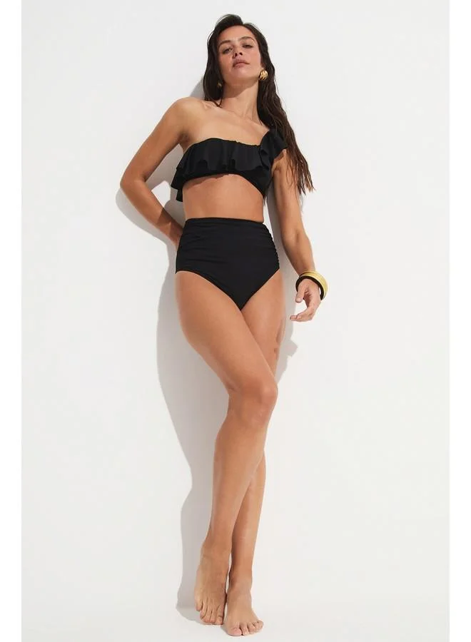 JUNE June Frilled One Shoulder High Waist Bikini Set
