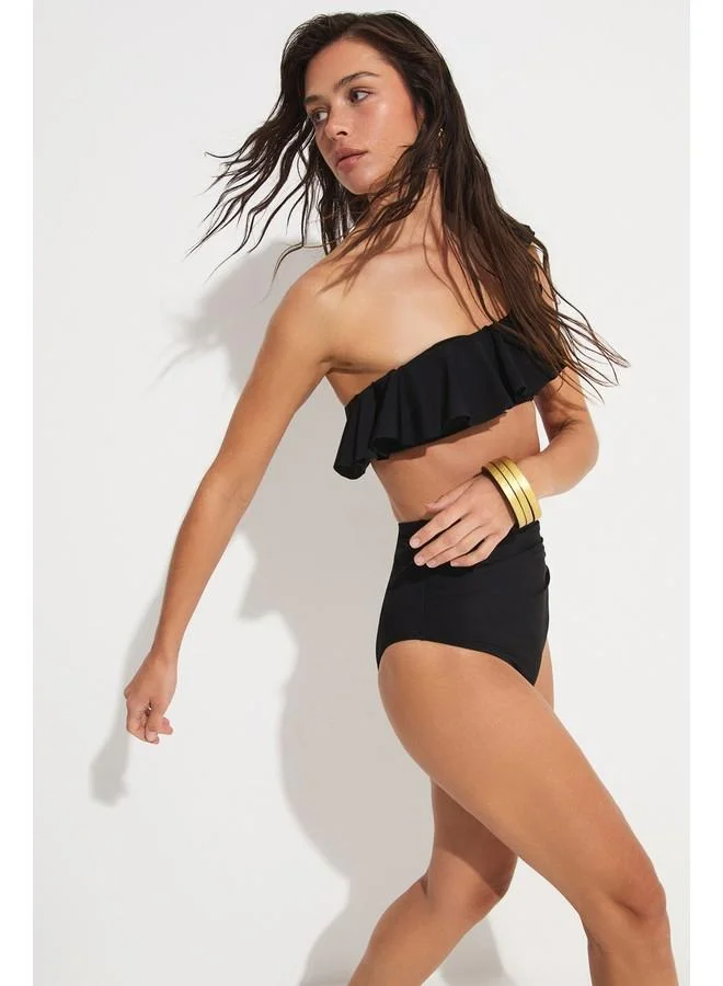 JUNE June Frilled One Shoulder High Waist Bikini Set