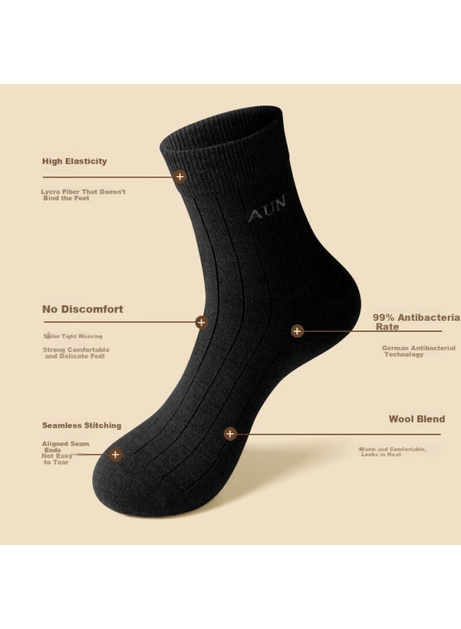 Aun Men's Wool Socks Spring Summer Warm Antibacterial Odor-resistant Mid-calf Socks Multipurpose Outdoor Cold-resistant Socks - Image 4