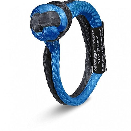 Bubba Rope 176745PROBB Heavy Duty 716 Synthetic Soft Shackle Gator Jaw PRO Breaking Strength of 52300 lb with UHMPE Plasma in Blue and Black Accessory Ideal for Recovery and Towing Stuck Vehicle