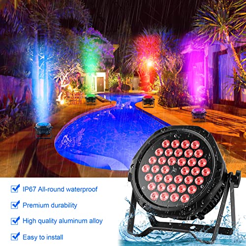 HOLDLAMP LED Stage Lights IP67 Waterproof Par Lights, 36LED 180W RGB High Power HOLDLAMP Outdoor Uplights for Events with DMX Control Sound Activated for Party Bar Church DJ Wedding Live Show - Image 3