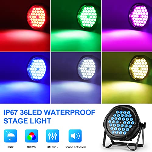 HOLDLAMP LED Stage Lights IP67 Waterproof Par Lights, 36LED 180W RGB High Power HOLDLAMP Outdoor Uplights for Events with DMX Control Sound Activated for Party Bar Church DJ Wedding Live Show - Image 2