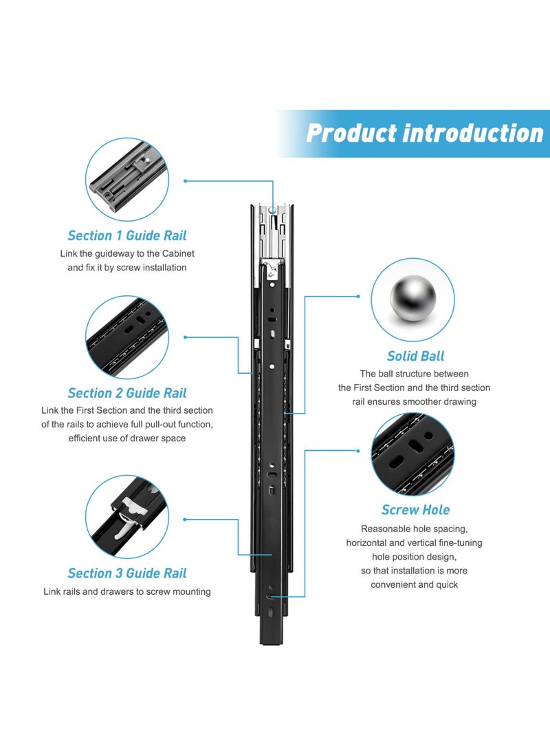 SYOSI سلسلة 1 زوج من أشرطة الدرج الثقيلة، أشرطة إغلاق ناعمة، أشرطة درج كاملة التمديد، أشرطة درج تحمل كرات أقل ضوضاء (14 بوصة) - Image 2