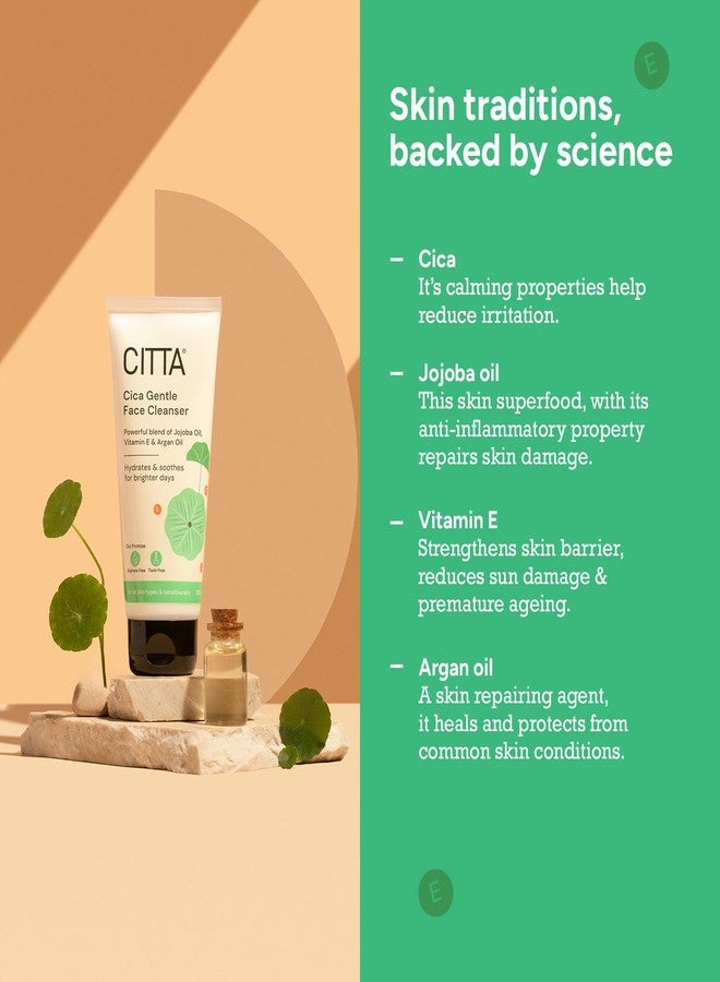 CITTA Cica Gentle Face Cleanser - Brightening, Non-Drying Face Wash for Dry, Sensitive & Combination Skin - With Jojoba Oil, Vitamin E & Argan Oil - Gentle & Hydrating - For Men & Women - 100ml - Image 3